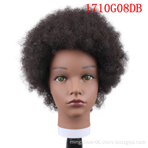 100% human hair black afro training mannequin head for hairdresser